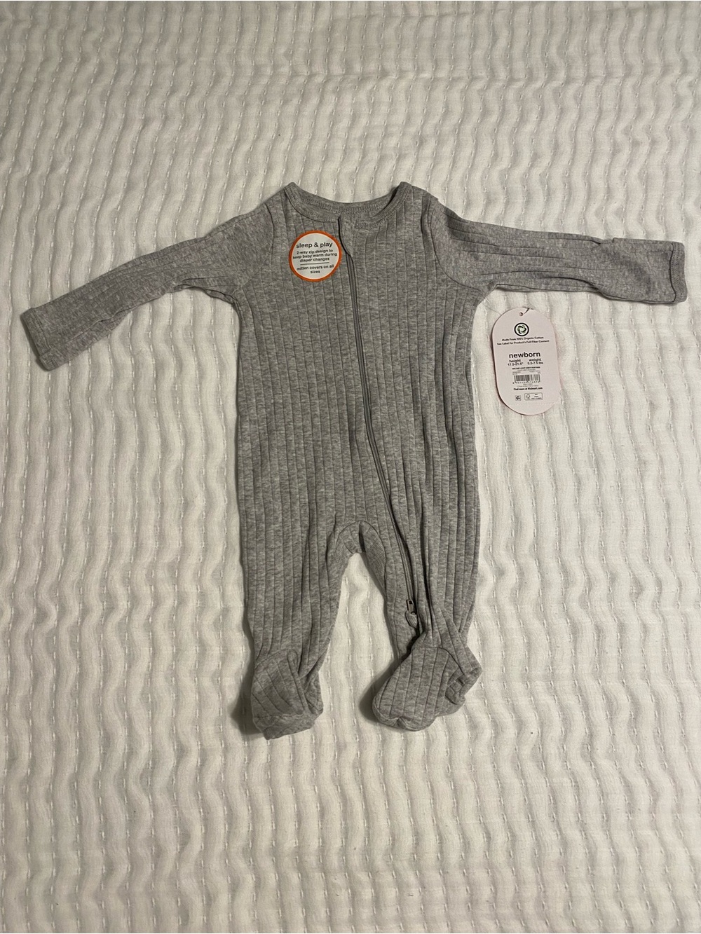 wonder nation Gray Ribbed Footed One-Piece